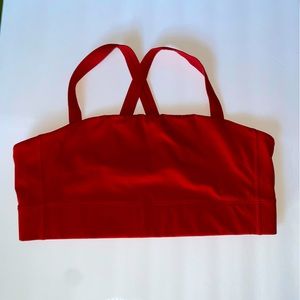 Everlane Perform Cropped Top Womens Size Large Red Crossback Bra